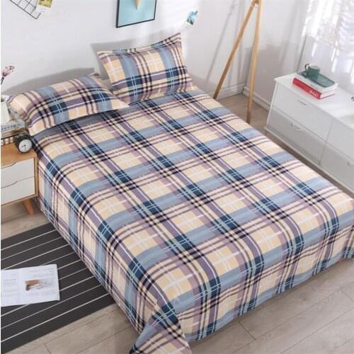 3pcs Simple Design Plaid Striped Bedspreads Brushed Soft Bedding Flat Sheets and 2pcs Pillowcases 250x230 Bed Linens All Season