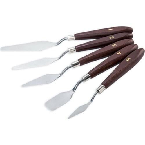 5Pcs/set Stainless Steel Spatula Kit Palette Pigment Supplies For Oil Painting Knife Fine Arts Painting Tool Set