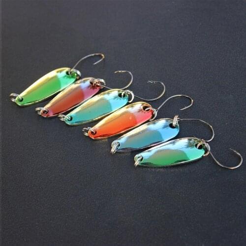 6pcs/lot 3g Artificial Metal Fishing Baits Iron Hard Spoon Sequins Fishing Lures with Single Hook