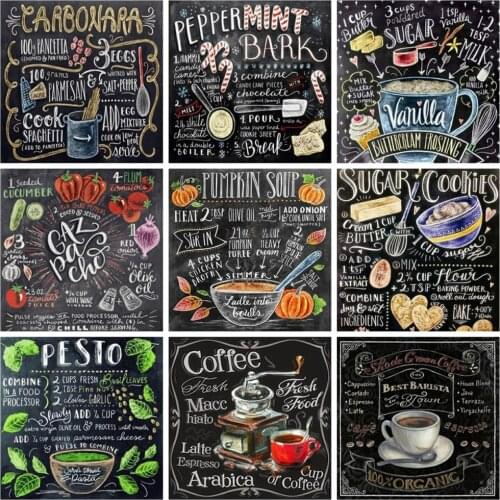 Huacan Diamond Painting Blackboard Full Drill Diamond Embroidery Cup Mosaic Cross Stitch Home Art Kitchen Decoration