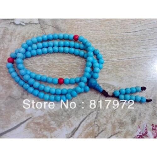 6mm Bead green blue stone red coral bead 108 lucky Buddha bead Prayer Mala Rosary Bead Necklace bracelet Unisex