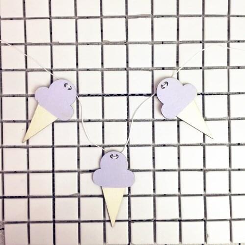 C 10pcs Ice Cream Wood wall decor Diy Wood Banner Wall Hanging For Kid Bedroom Wall Decor Bed Background Decor Banner Home Decor