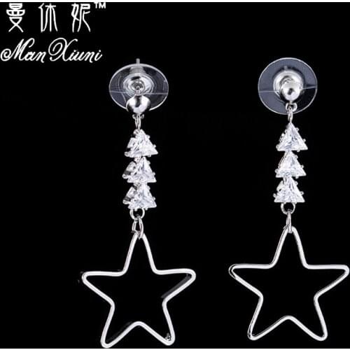 Manxiuni Long Crystal Earrings For women Trendy Stars With Triangle Costume jewelry earrings Cubic Zircon Earrings