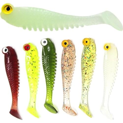 T Tail Soft Fishing Lure Shad 1.2g/2.8g Woblery Wobbler for Trolling Lure Trout Area Sinking Bait with Jig Head Hook Jig Rubber