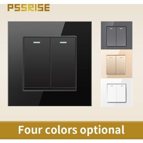 G11 PSSRISE 1/2/3/4Gang 1/2Way Wall Switch Push-Button Light Luxury Crystal Tempered Glass Panel Fluorescent 16A AC250V