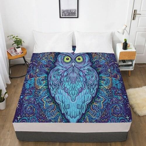 Elastic fitted sheet bed sheet With An Elastic Band 150x200/180/200/160x200 Mattress Cover Bed cover 1pc Bohemian owl