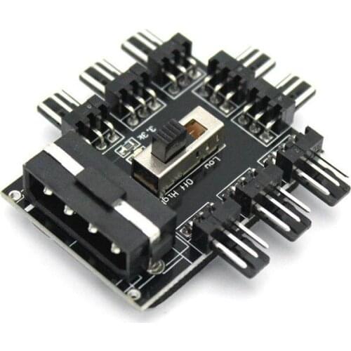 Fan Hub 1 To 8 3Pin Pwm Sata Molex Splitter PC Mining Cable 12V Power Suppply Cooler Cooling Speed Controller 4PIN/SATA Adapter