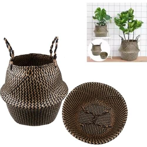 Handmade Woven Storage Basket Natual Seagrass Baskets Plant Flower Pot Home Garden Dirty Clothes Toys Laundry Storage Container