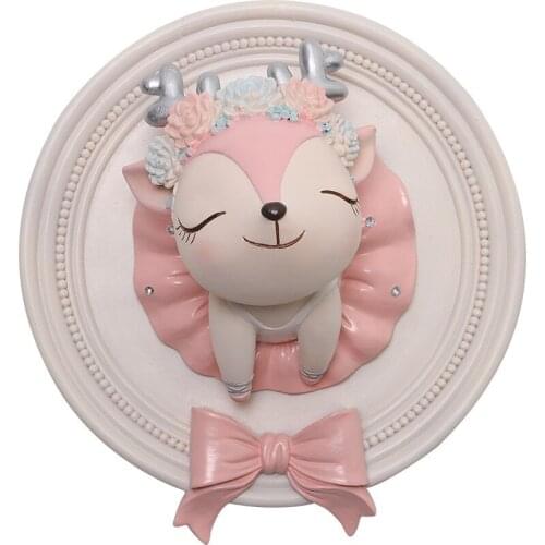 INS Resin Charms Nordic Cartoon Animal Head Wall Home Decor Childrens Room Wall Hanging Artwork Decors Christmas Gifts