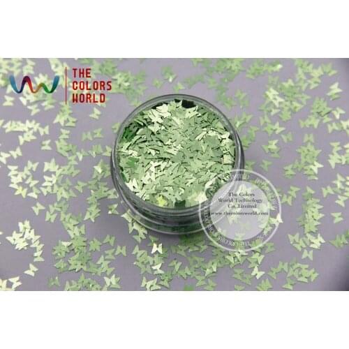 TCJ109 Pearlescent Green Colors Butterfly shape 3.0MM Size Glitter for nail Art nail gel makeup or DIY decoration