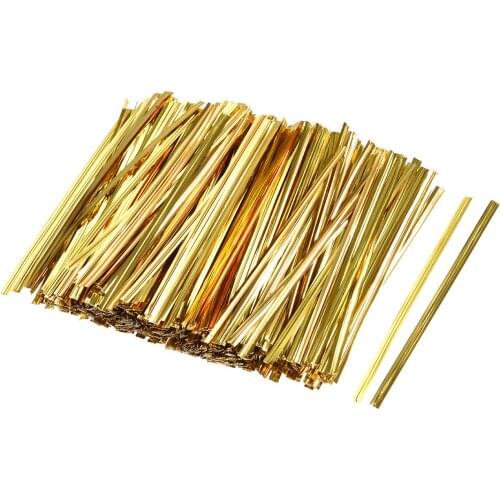 Uxcell 500pcs Long Strong Twist Ties 2.4 Inches Quality Plastic Closure Tie Golden For Home, Business, Institutions