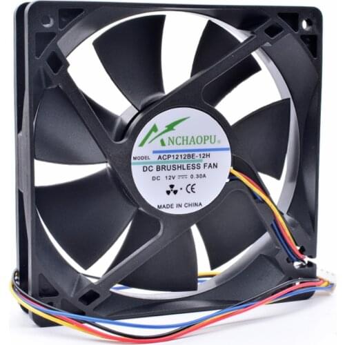 Brand new original ANCHAOPU ACP1212BE-12H 12cm 12025 120x120x25mm 120mm fan 12V 0.30A 4 line chassis CPU cooling fan