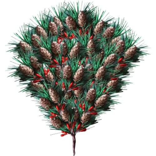 10pcs Christmas Decoration Pine Needles Mini Noel Tree Branches For Home Decor Diy Handmade Artificial Flower Vine Accessories