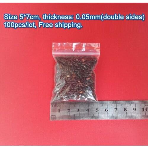 100pcs double sizes thickness 0.05mm Transparent PE Zip Lock jewelry Packaging bags, 5*7cm clear plastic bags for gift storage