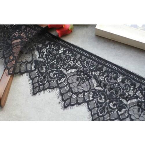 3 Meter /Lot Eyelash lace fabric black white decoration Nylon clothes sewing diy lace trim accessories 18cm Europe