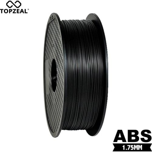 TOPZEAL Premium Solid ABS Filament 3D Printer 1.75mm 1KG Plastic Rubber Consumables Material Black Color for 3D Printing