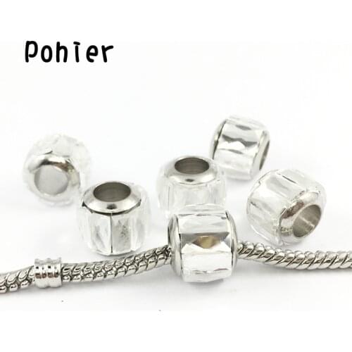 8*11mm Clear Crystal Silver Plated Charm European Beads Fit Charms Bracelets&Bangles Necklace DIY Fashion Jewelry