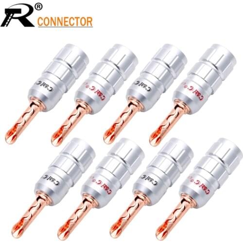 8pcs Speaker Banana Plug Connector No Soldering Copper Jack Male Plug Screw Wire Adapter for Audio Video Cable Connector