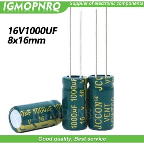 10PCS 16V1000UF 8*16mm igmopnrq Aluminum electrolytic capacitor high frequent low impedance 8x16mm