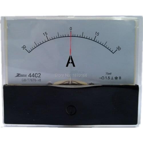 44C2 DC -30A-0-30A +-30A Analog Ammeter Panel AMP Current Meter Gauge 44C2 Amperimetro Amperemeter
