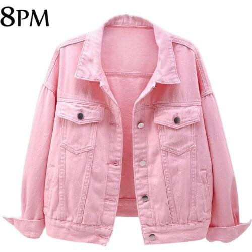 Basic Button Down Denim Jacket Womens Oversized Long Sleeve Classic Loose Trucker Jacket Turn Down Collar Cotton Jacket ouc1196