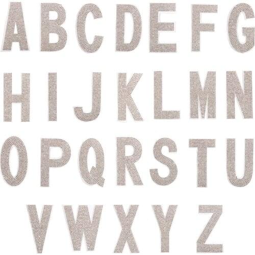 Shiny letter White Strass Apparel Rhinestone Applique trim adhesive decoraciones with hotfix rhinestones tape DIY dance dress we