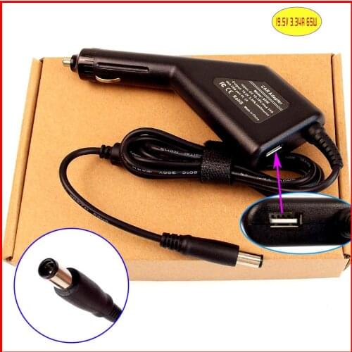 Laptop DC Power Car Adapter Charger 19.5V 3.34A 65W + USB Port for Dell 1505 1520 1521 1525 1526 1545 1564 1720