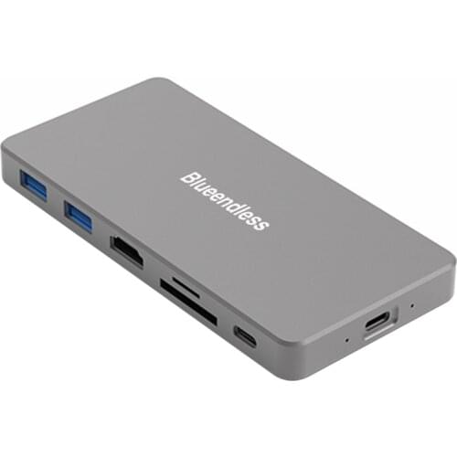 Blueendless USB C HUB M.2 NVMe SSD Case Type C+PD+USB3.0+4K HDMI-Compatible Docking Station SSD Enclosure for Pro Laptop