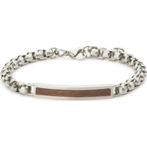 Runda Steel Chain Bracelet Homme Men Women Wooden Bangle Jewelry Gift Pulsera Hombre Great Gifts