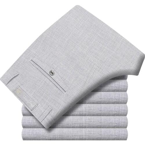 New High Quality Men Business Pants Spring Summer Male Classic Straight Casual Thin Full Length Baggy Suit Trousers 30-40 CF235