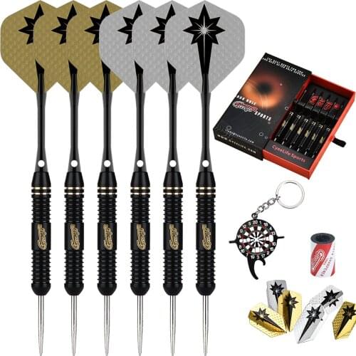 CyeeLife Steel tip darts 20/22/24g Brass,3D Aluminium Flights and Shafts with Tool & Sharpener,Gift Packaging