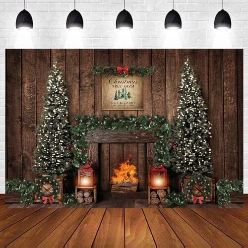 Christmas Photography Backdrops Background Fireplace Winter Snow Tree Window Baby Photocall Portrait Background For Photo Studio