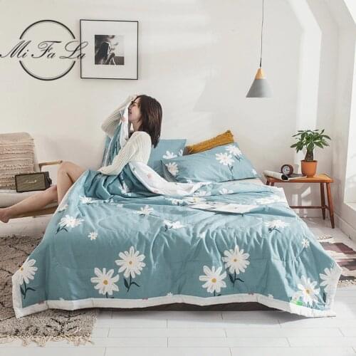 Floral Print Cotton Summer Duvet Quilt Super Soft Quilted Bed Throw Blanket Cover Washable Bedding Patchwork Comforter Bedspread