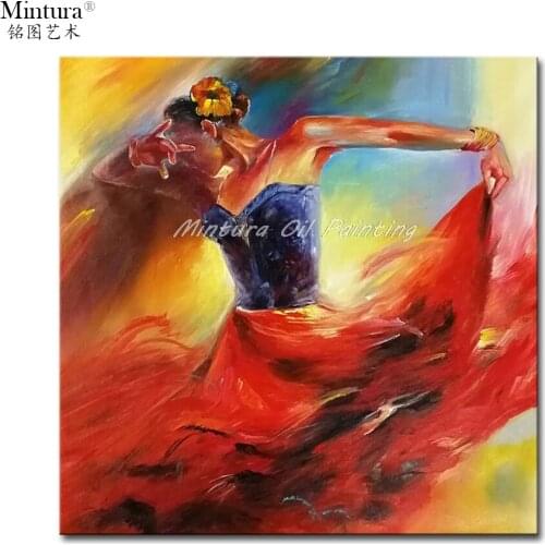 Mintura Painting for Living Room Wall Art The Flamingo Woman Acrylic Canva Oil painting Morden Hand Painted Home Decor No Framed