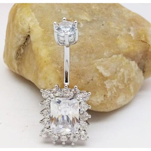 925 sterling silver Belly Button Rings square cubic zircon fashion Navel Piercing jewelry