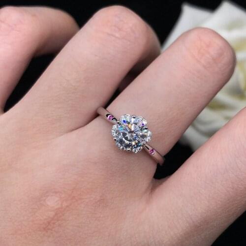 Arrows & Hearts 2Ct 8.0mm D Color Moissanite Engagement Diamond Ring AU750 18K White Gold Ring Quality Guarantee