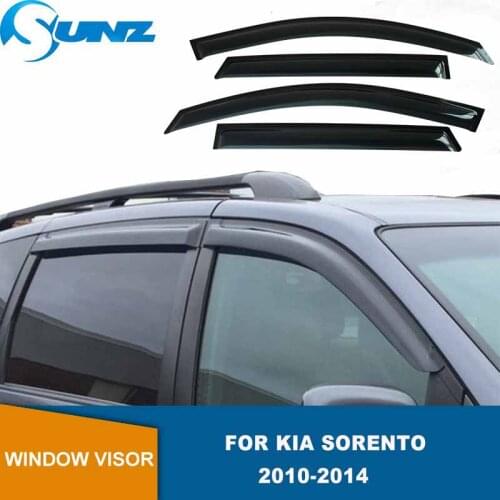 Side Window Visor For Kia Sorento 2010 2011 2012 2013 2014 BlackTransparent Window Sun Vent Visor Rain Guards 4pcs SUNZ