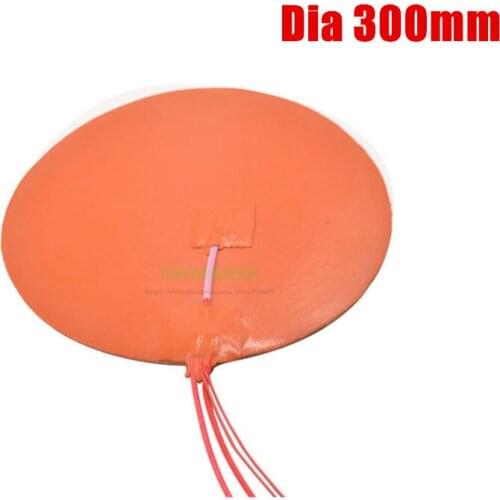 Round Circular Silicone Heater HeatBed Dia 300mm 300W Heating Pad with Thermistor Delta kossel 3D Printer parts