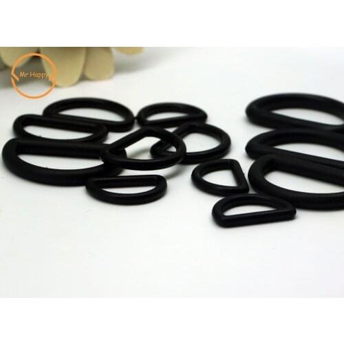20pcs/lot 15mm/20mm/25mm/30mm/35mm Plastic Black D type Buckles Square Rectangle Backpack Straps luggage Bags backpack buckles