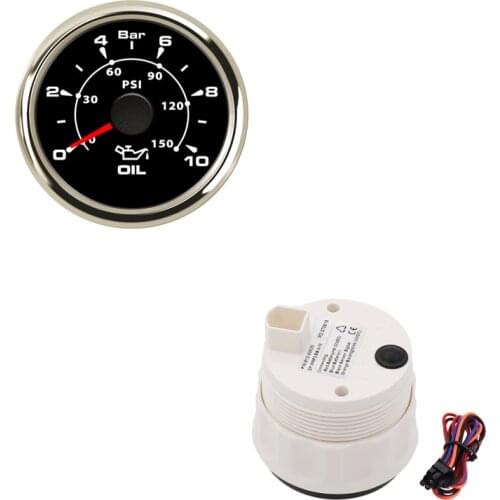 7 Colors Backlight Oil Pressure Gauges 5/ 10 Bar (75psi/ 150 psi ) Oil Pressure Gauge fit for Boat Car
