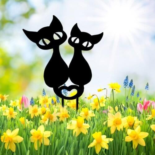 Cute Cat Yard Art Garden Statues Backyard Lawn Stakes Acrylic Cat Family Yard Decor Garden Decoration Outdoor Garden Ornaments