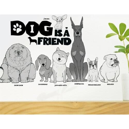 Cute Dog Wall Stickers For Kids Room Decoration Diy Cartoon Pet Puppy Animal Mural Art PVC Home Decal Childrens Gift