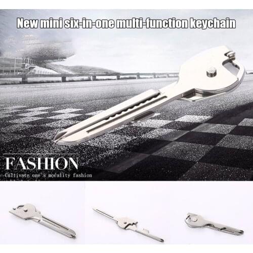 Newly Multifunctional Utility Key Tool 6 in1 Pockets Keychain Outdoor Tool Multi Tools for Auto Camping
