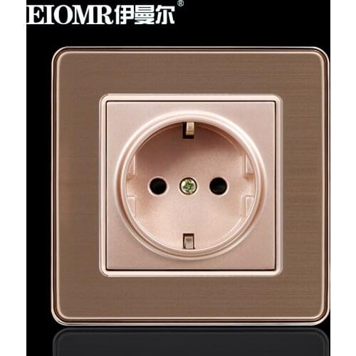 Model 86 two-digit EU/FR/UK socket Euro-coordinate socket Stainless Steel Gold panel socket 250V