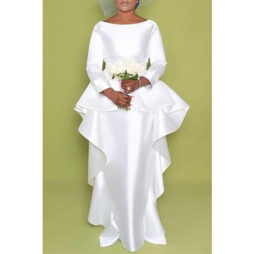 Solid Color Design Dinner Dress Women High Waist Long Maxi Evening Party Dress White Robe Elegant Gowns Wedding Vestido Black