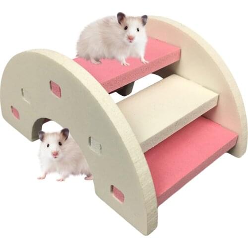 Pet Hamster Ladder Toys Wooden Rainbow Bridge Seesaw Toys Small Animals Chinchilla Squirrel Climbing Training Pet Supplies Gift