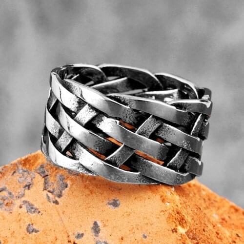Weaving Hollow Stainless Steel Mens Rings Trendy Simple Unique Stylish for Male Boyfriend Jewelry Creativity Gift Wholesale