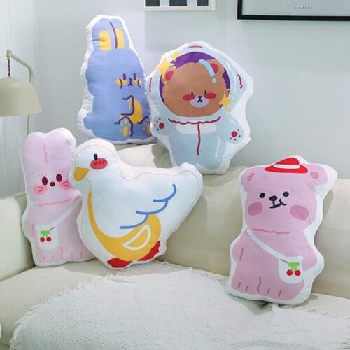 60CM Cartoon Animals Sleeping Pillow Soft Stuffed Bear Rabbit Chicken Cushion Sofa Decor Plush Toy For Children Kids Xmas Gift