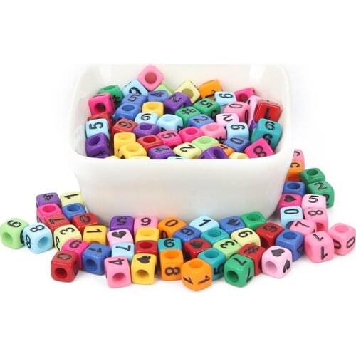 Mixed Colorful Bottom Black Digital Acrylic Bead Charm Loose Spacer Beads For Jewelry Making DIY Needlework Bracelet Accessories