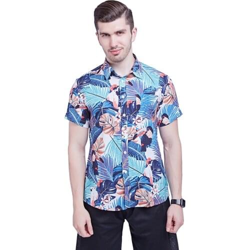 Men Shirts Summer Hawaiian Holiday Dress Turn-down Collar Short Sleeve Camisa Fashion Print Tropical Plant Floral Casual Shirts